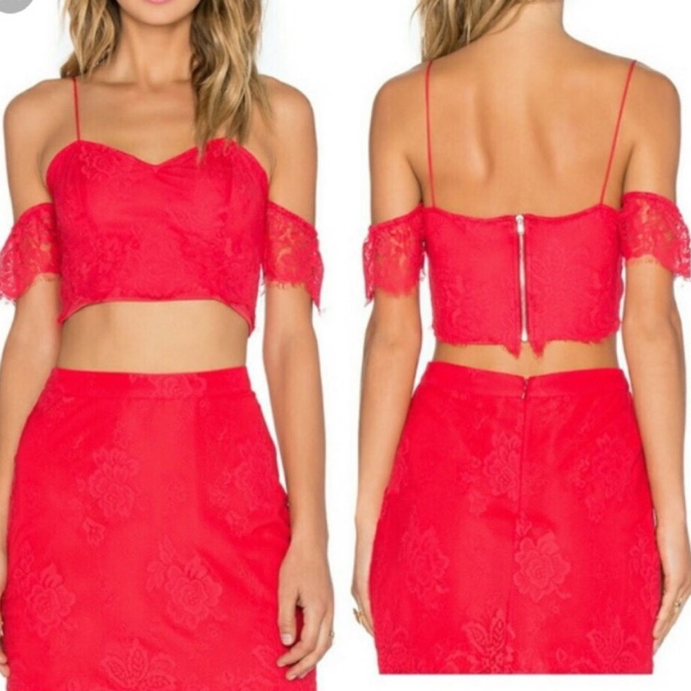 NBD REVOLVE RED LACE CROP TOP Small - Picture 2 of 2